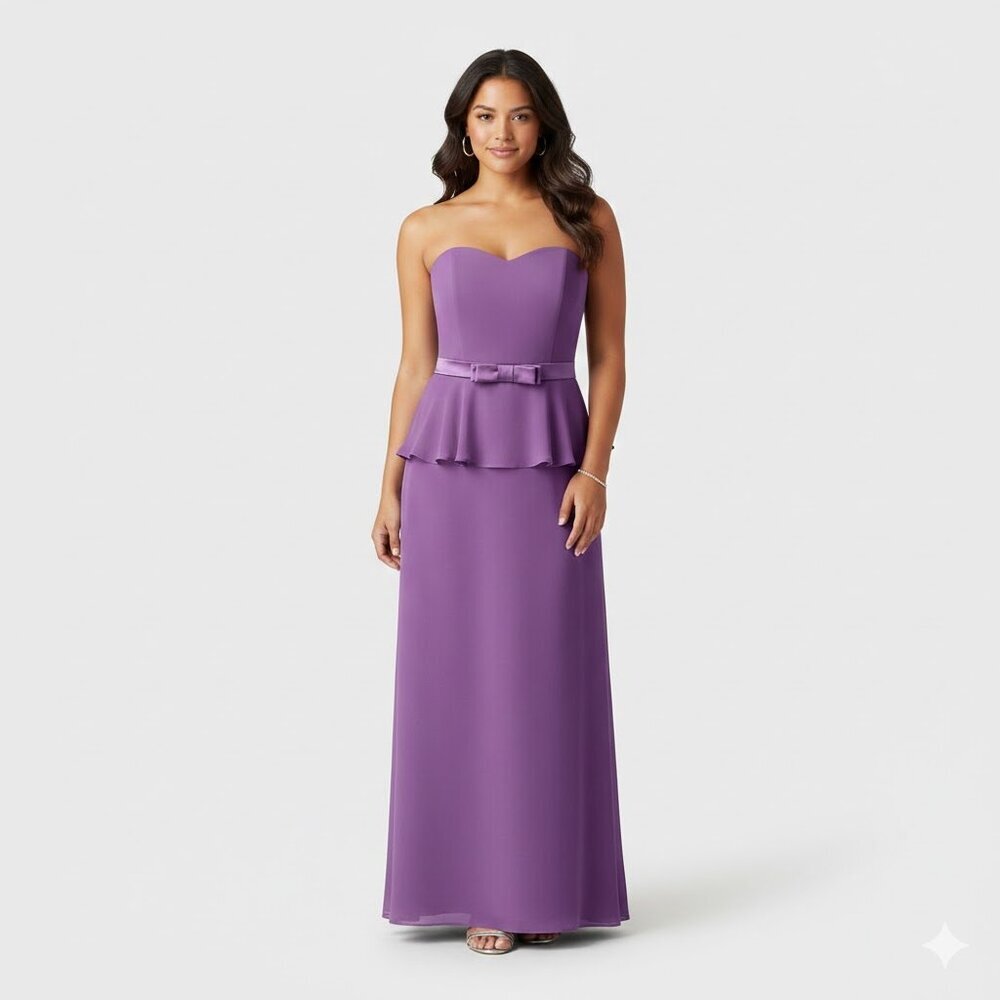 Purple Chiffon Gown with Peplum Top